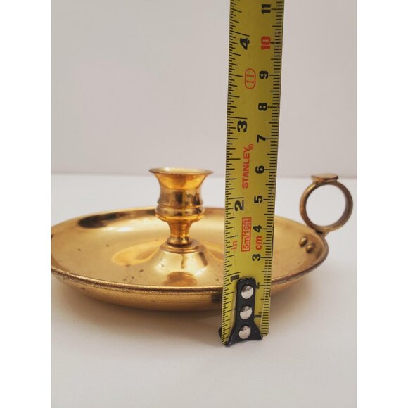 Vintage Brass Candle Holder - Brass Candlestick Holder - Brass Chamberstick - - Picture 8 of 10